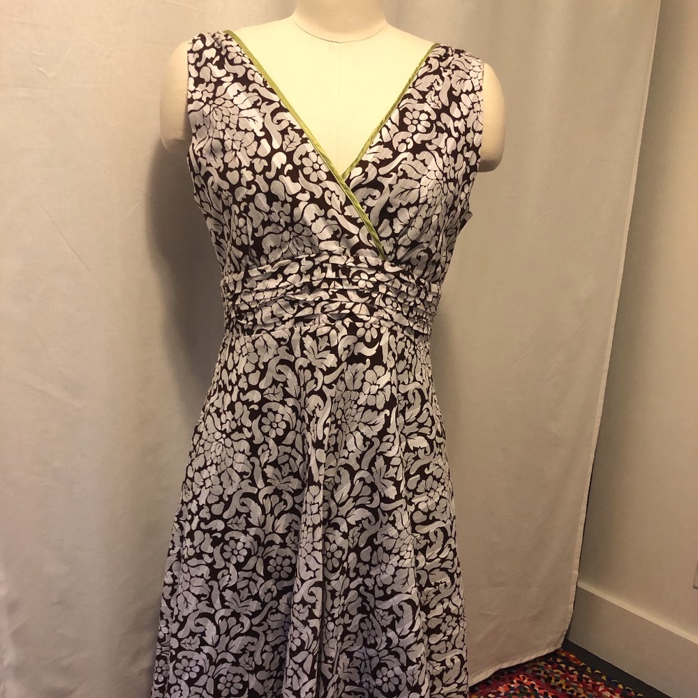 Robbie Bee brown/white cotton dress 12P EUC